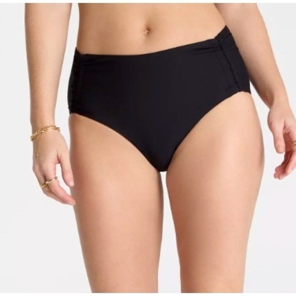 CALIA Womens Adjustable Tie Front Swim Bottom Beach Wear Size‎ XXL Black NWT